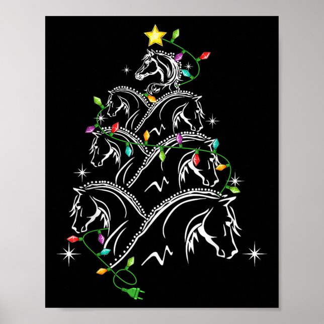 Póster Iluminación del árbol navideño del caballo, Uni-ad (Frente)