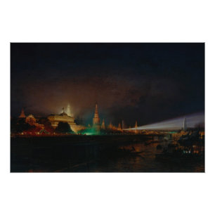 Póster Iluminación del Kremlin, 1883 (aceite en lona)