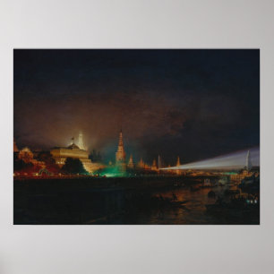 Póster Iluminación del Kremlin, 1883 (aceite en lona)
