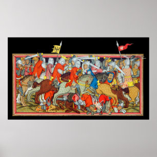 Póster Iluminación única del manuscrito de la batalla