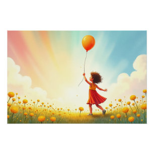Póster Iluminado por la luz - Un Chica, un globo, un camp