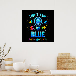 Póster Ilumínalo de Azul Conciencia del Autismo Autista