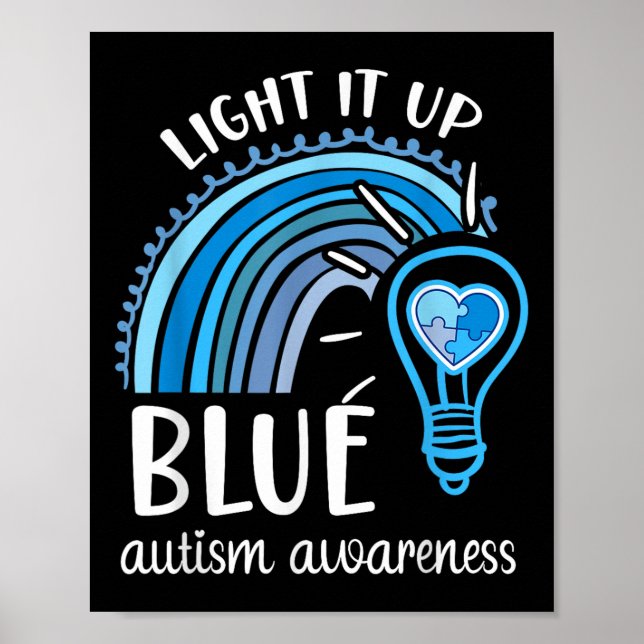 Póster Iluminarlo Azul Autismo Conciencia Mes Arcoiris Pu (Frente)