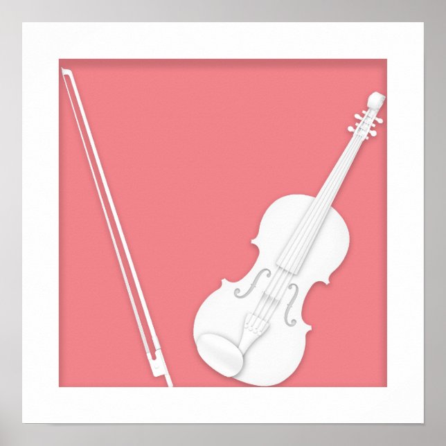 Póster Ilusión de corte de papel violín de Rosa de Mozart (Frente)