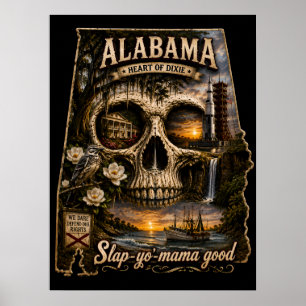 Póster Ilusión de cráneo de Alabama Astigmatismo ESTADO