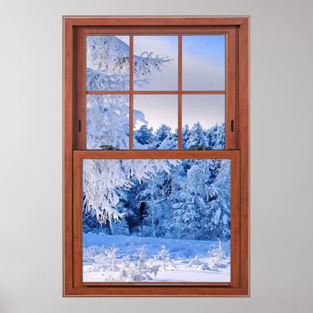 Póster Ilusión de ventana falsa de la cubierta de nieve f (Frente)