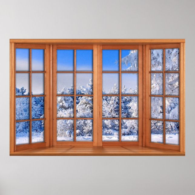 Póster Ilusión de ventana falsa de la cubierta de nieve f (Frente)