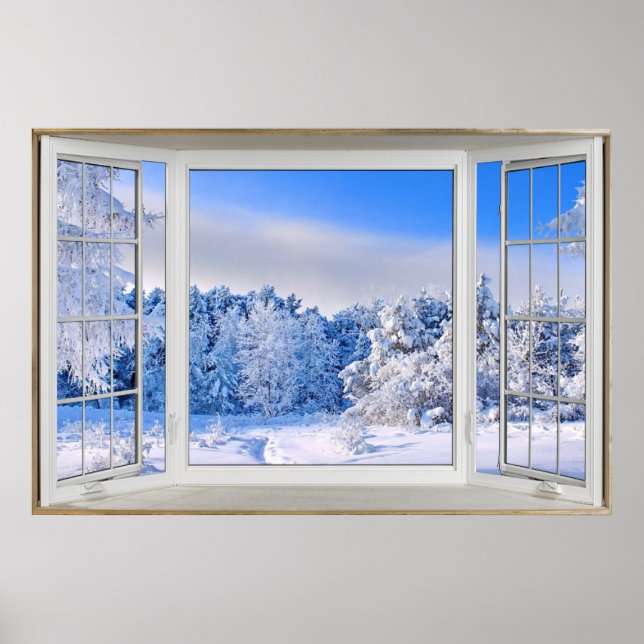 Póster Ilusión de ventana falsa de la cubierta de nieve f (Frente)