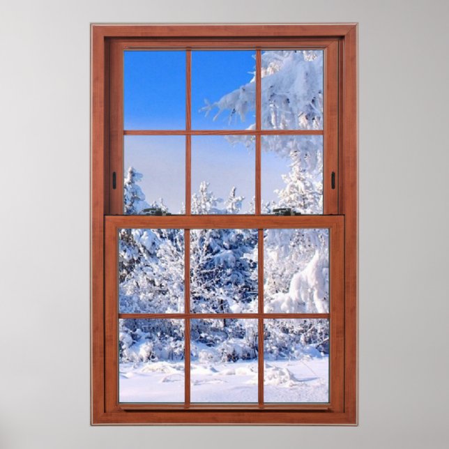 Póster Ilusión de ventana falsa de la cubierta de nieve f (Frente)