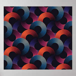 Póster Ilusión óptica: anillos lineales metálicos.