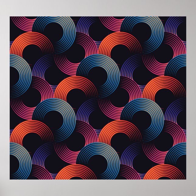 Póster Ilusión óptica: anillos lineales metálicos. (Frente)