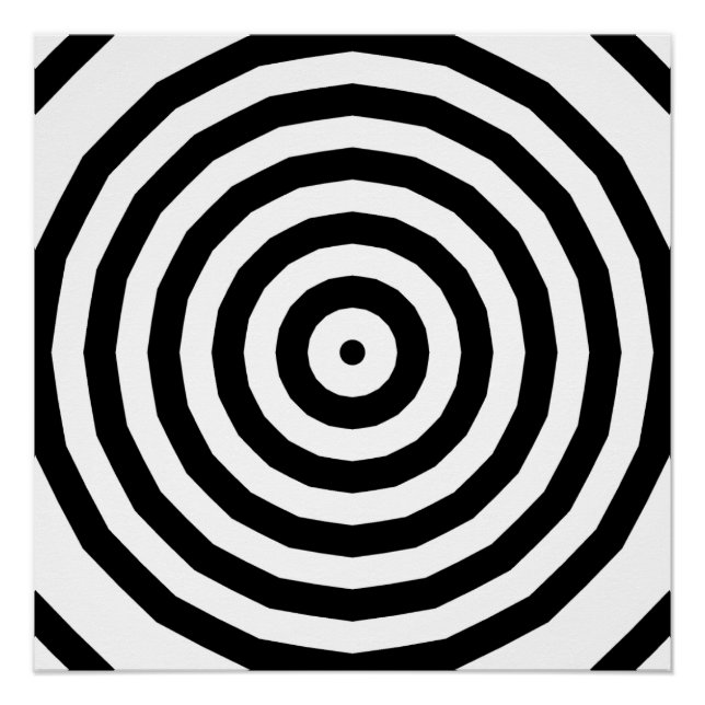 Póster Ilusión óptica de círculos concéntricos en blanco  (Anverso)