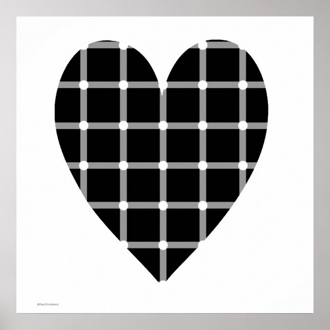 Póster Ilusión óptica de corazón blanco y negro (Frente)