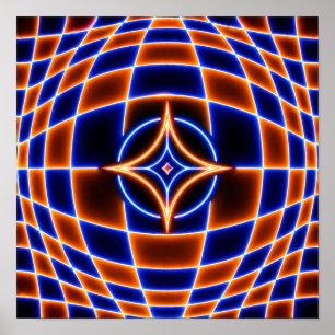 Póster Ilusión óptica de estrella de vórtice de neón – Az