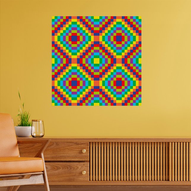 Póster Ilusión óptica geométrica colorida retro arcoíris (Subido por el creador)