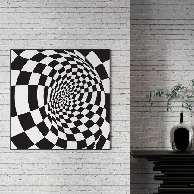 Póster Ilusión óptica moderna Novedad en blanco y negro (Black & white optical illusion makes the ideal decorative touch for any modern living area or office)