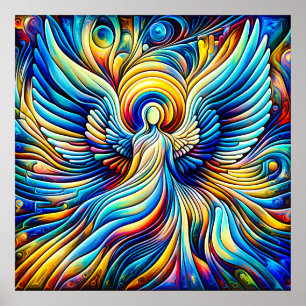 Póster Ilusionismo abstracto de IA ángel Efecto expresion