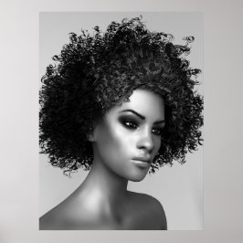 Póster Ilustración 3D de cabello Afro