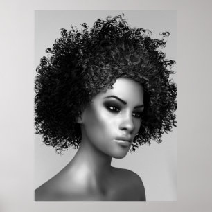Póster Ilustración 3D de cabello Afro