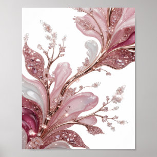 PÓSTER ILUSTRACIÓN 3D DE UN DISEÑO FLORAL LUXUOSO CON