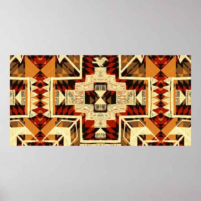 Póster Ilustracion abstracto de mano nativo americano (Frente)