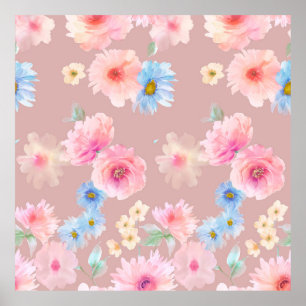 Póster Ilustracion acuarela con flores. Big Set acuático