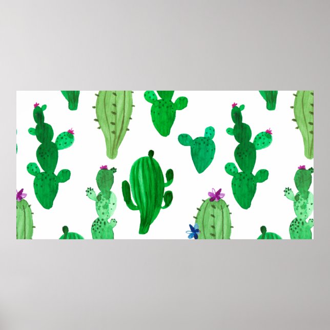 Póster Ilustracion acuarela de cactus del desierto de tin (Frente)
