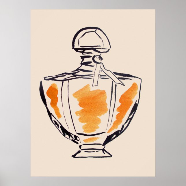 Póster Ilustracion acuarela de moda de botella Perfume (Frente)
