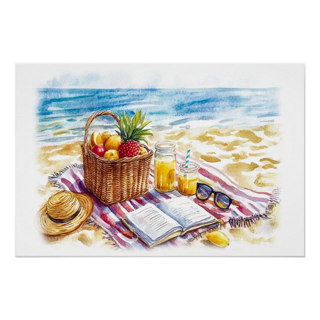 Póster Ilustracion acuático picnic de Summer Beach - Vibr (Anverso)
