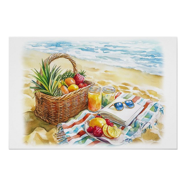 Póster Ilustracion acuático picnic de Summer Beach - Vibr (Anverso)