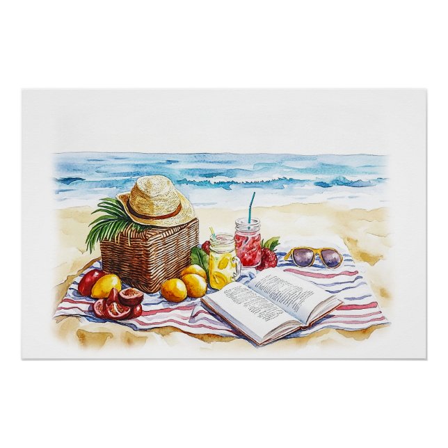 Póster Ilustracion acuático picnic de Summer Beach - Vibr (Anverso)