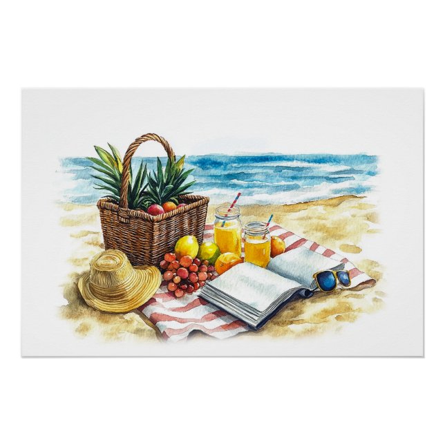 Póster Ilustracion acuático picnic de Summer Beach - Vibr (Anverso)