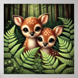 Póster Ilustración adorable de cervatillo de bosque – ado