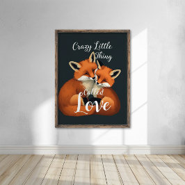 Póster Ilustracion Adorable Fox Love Couple