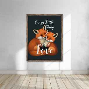 Póster Ilustracion Adorable Fox Love Couple