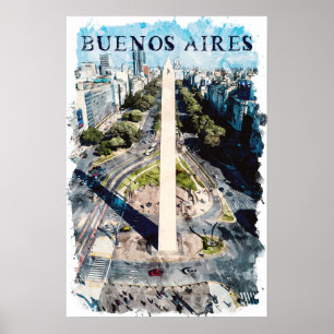 Póster Ilustracion aéreo Argentina de Buenos Aires