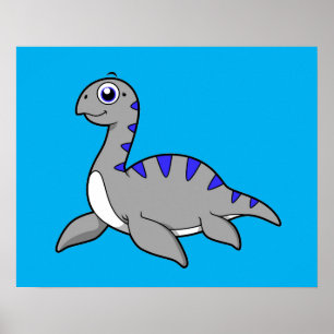 Póster Ilustracion Agradable De Un Monstruo De Loch Ness.