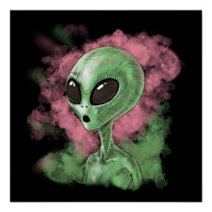Póster Ilustracion alienígena clásico