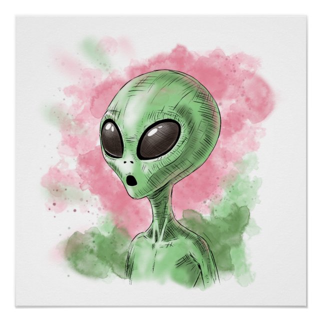 Póster Ilustracion alienígena clásico (Anverso)