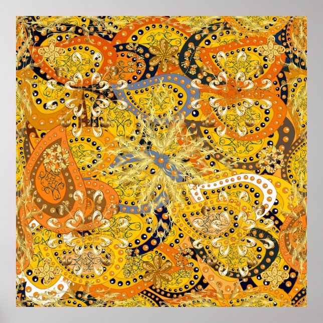 Póster Ilustracion amarillo, naranja y marrón. I (Frente)