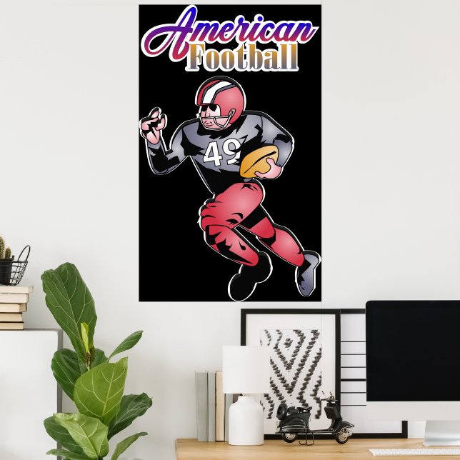 Póster Ilustracion Americano de Fútbol (Oficina en casa)