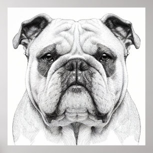 Póster Ilustracion animal de naturaleza salvaje Bulldog i
