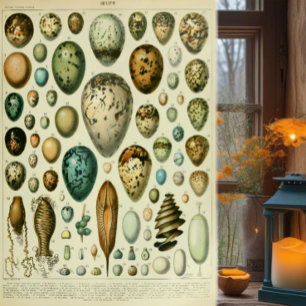 Póster Ilustración antigua de historia natural de huevos 