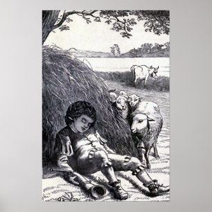 Póster Ilustración antigua de "Little Boy Blue"