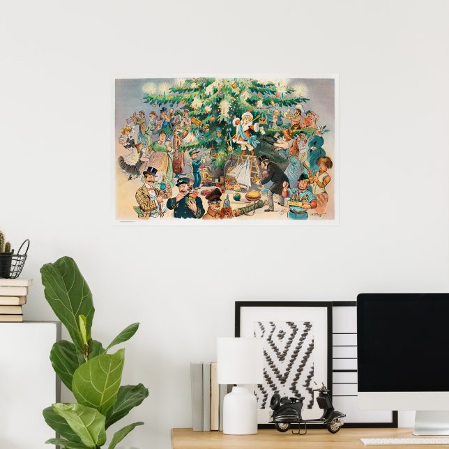 Póster Ilustración antigua El árbol de Navidad de Puck, 1 (Oficina en casa)