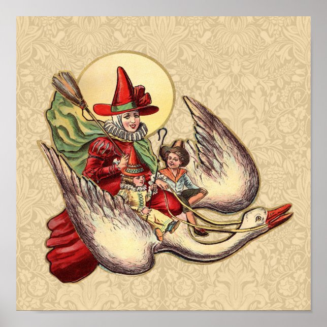 Póster Ilustración Antigüa Infantil de Mamá Oca (Frente)