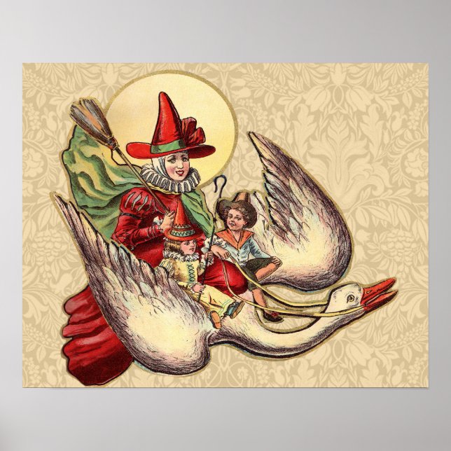 Póster Ilustración Antigüa Infantil de Mamá Oca (Frente)