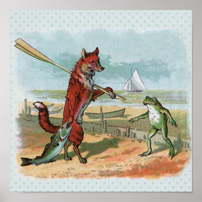 Póster Ilustracion antiguo de pesca de rana Fox (Frente)