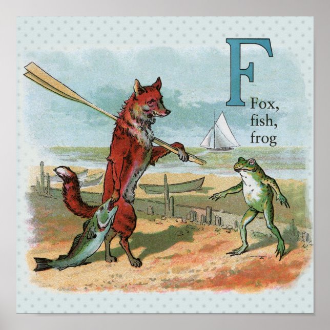 Póster Ilustracion antiguo de pesca de rana Fox (Frente)