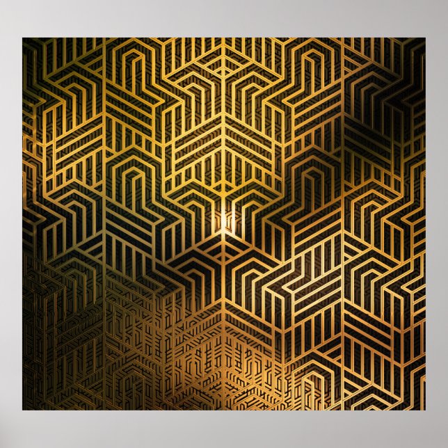 Póster Ilustracion Art Deco 3D, tapiz publicitario. (Frente)